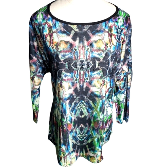 Embellished scoopneck top NWT keyhole back with chain Goth Witchy ♡ - Picture 2 of 12